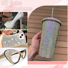 4pcs Self Adhesive Face Gems Rhinestones Rainbow Glitters