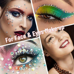 4pcs Self Adhesive Face Gems Rhinestones Rainbow Glitters