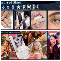4pcs Self Adhesive Face Gems Rhinestones Rainbow Glitters