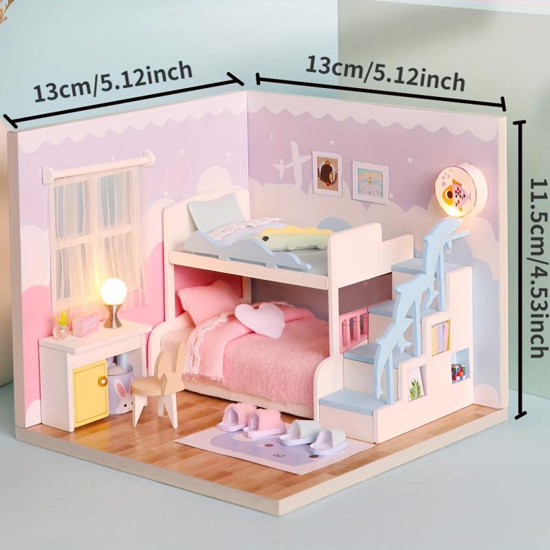 Children's Wooden Cabin Puzzle DIY Assembly Model