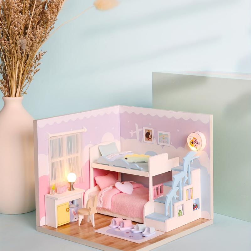 Children's Wooden Cabin Puzzle DIY Assembly Model