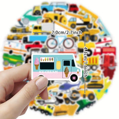 50 Pcs Construction Vehicles Stickers Waterproof Engineering Vehicles Sticker
