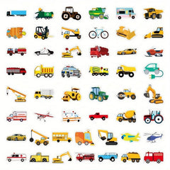 50 Pcs Construction Vehicles Stickers Waterproof Engineering Vehicles Sticker