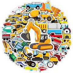 50 Pcs Construction Vehicles Stickers Waterproof Engineering Vehicles Sticker