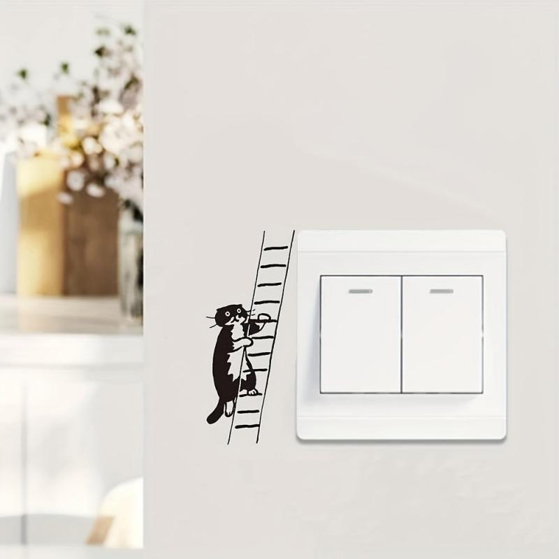 Climbing Cat Switch Decorative Self Adhesive Sticker