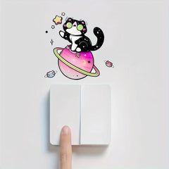 Cartoon Animal Cats On The Planet Switch Sticker