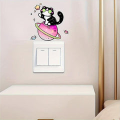 Cartoon Animal Cats On The Planet Switch Sticker