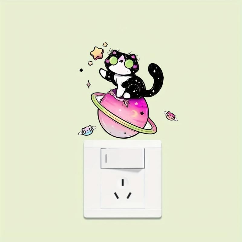 Cartoon Animal Cats On The Planet Switch Sticker