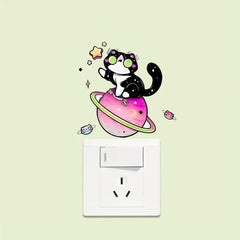Cartoon Animal Cats On The Planet Switch Sticker