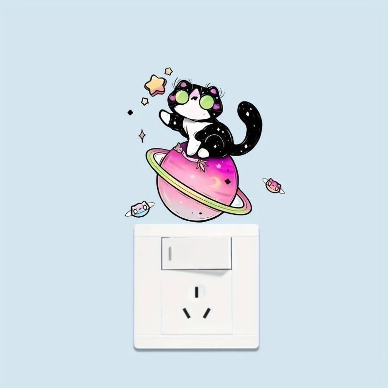 Cartoon Animal Cats On The Planet Switch Sticker
