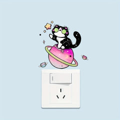 Cartoon Animal Cats On The Planet Switch Sticker