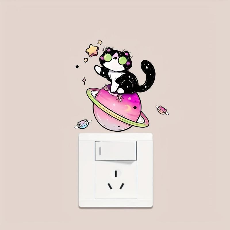Cartoon Animal Cats On The Planet Switch Sticker