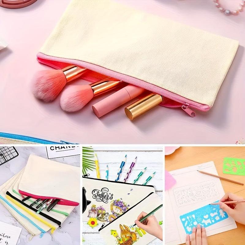 DIY Cloth Pencil Cases Set with Colored Pencils and Drawing Templates