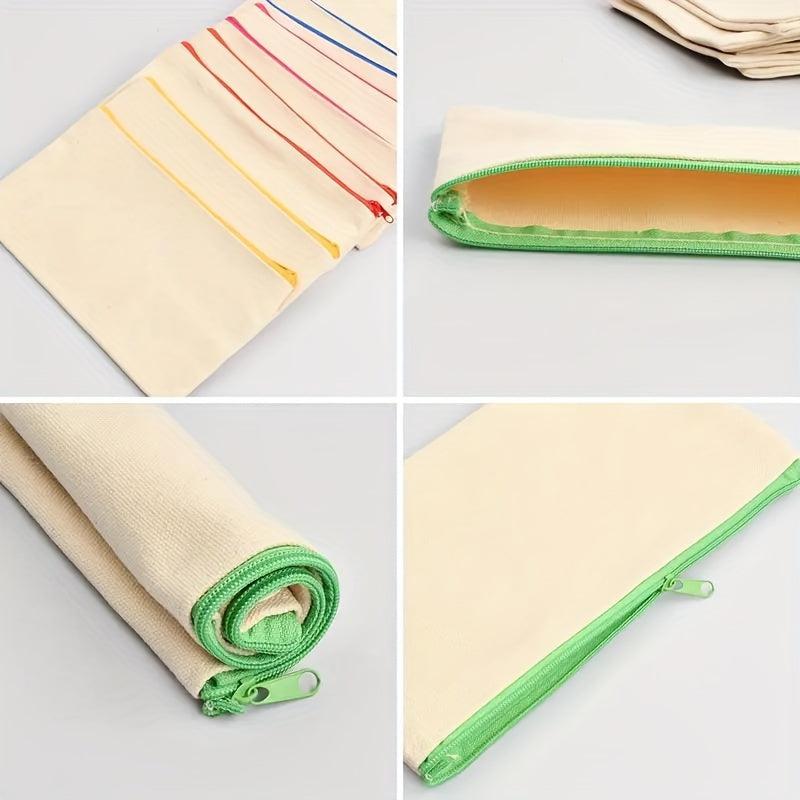 DIY Cloth Pencil Cases Set with Colored Pencils and Drawing Templates