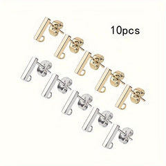 10pcs Stainless Steel Earring Posts with Rings for DIY Jewelry