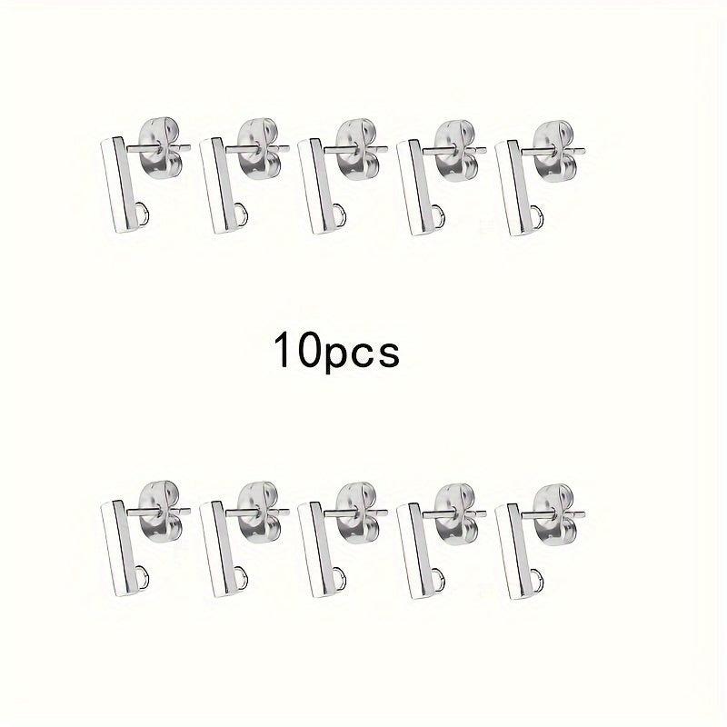 10pcs Stainless Steel Earring Posts with Rings for DIY Jewelry