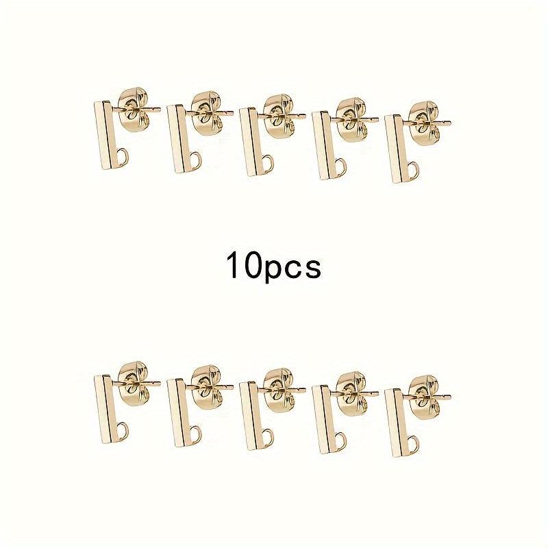 10pcs Stainless Steel Earring Posts with Rings for DIY Jewelry
