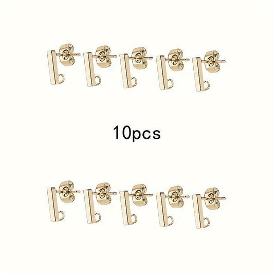 10pcs Stainless Steel Earring Posts with Rings for DIY Jewelry
