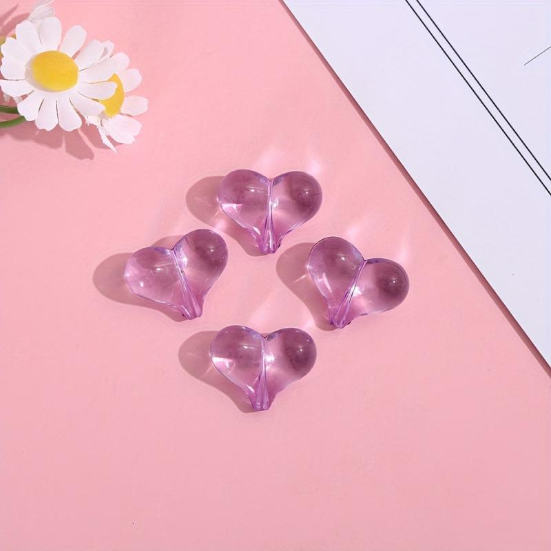 Multicolor 3D Love Heart Fart Peach DIY Beads For Jewelry Making Christmas Gift