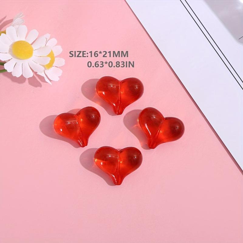 Multicolor 3D Love Heart Fart Peach DIY Beads For Jewelry Making Christmas Gift