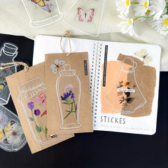 18pcs Transparent Utensil Stickers Pack Waterproof PET Journal Decoration