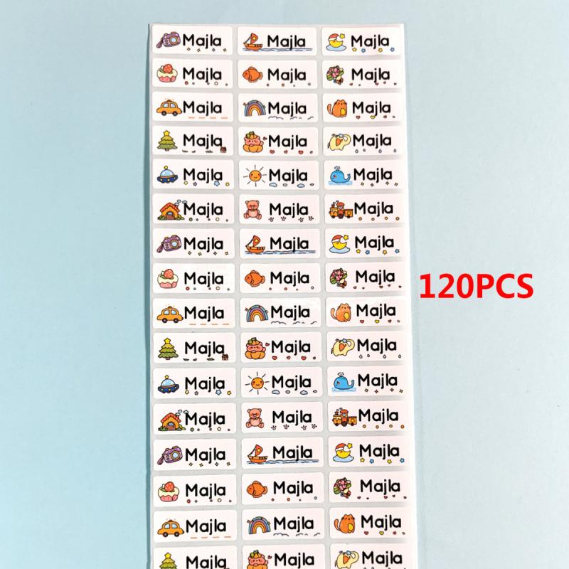 Custom Cartoon Name Stickers Waterproof Personalized Tags - 60-240pcs