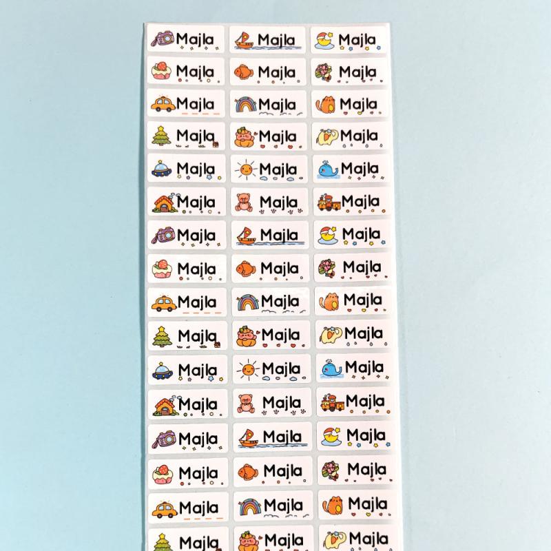 Custom Cartoon Name Stickers Waterproof Personalized Tags - 60-240pcs