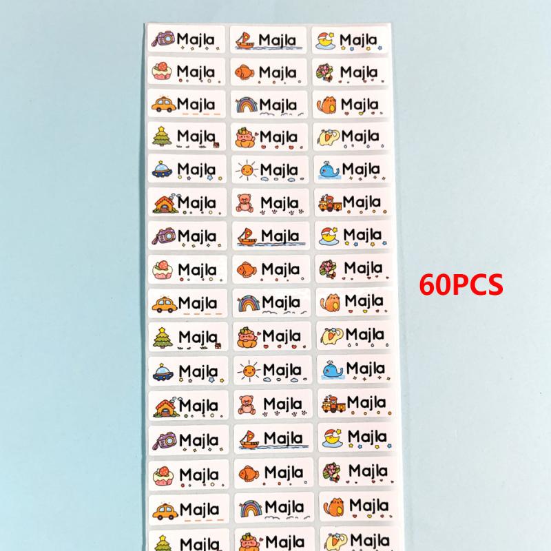 Custom Cartoon Name Stickers Waterproof Personalized Tags - 60-240pcs