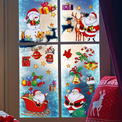 9 Sheets Christmas Window Adsorption Santa Claus Stickers