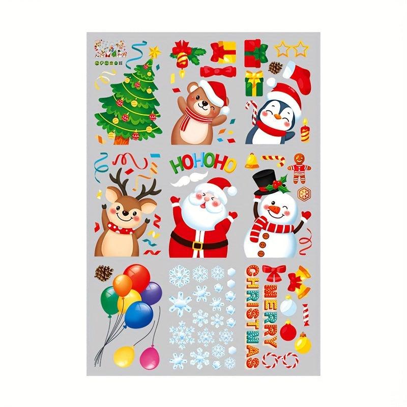 9 Sheets Christmas Window Adsorption Santa Claus Stickers