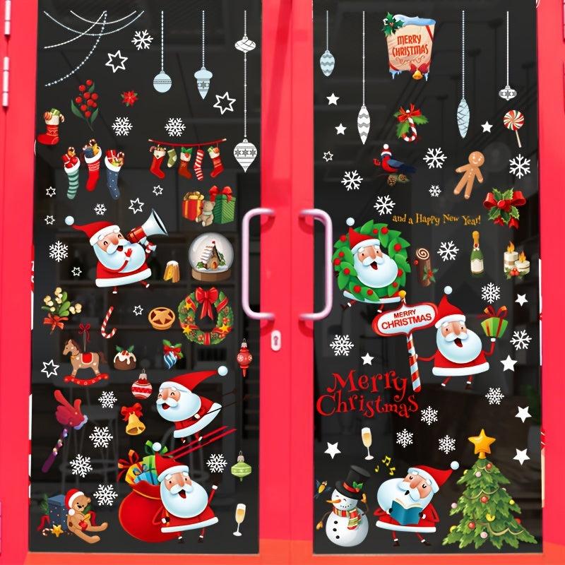 9 Sheets Christmas Window Adsorption Santa Claus Stickers