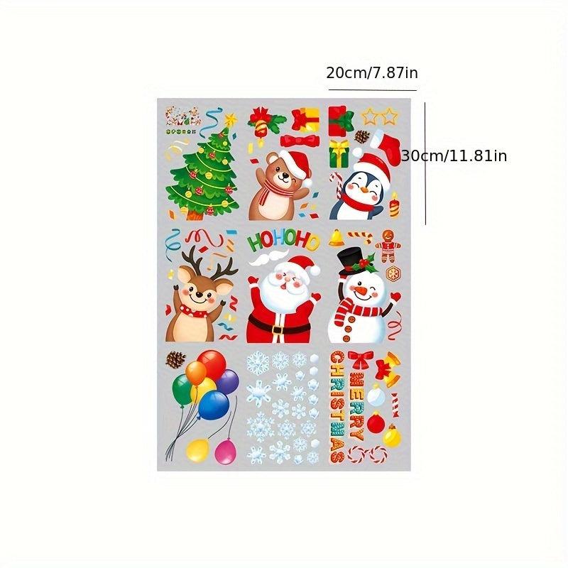 9 Sheets Christmas Window Adsorption Santa Claus Stickers