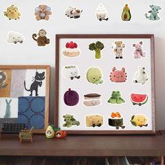 50pcs Plush Toy Stickers Cute Animal Waterproof Stickers for Water Bottle