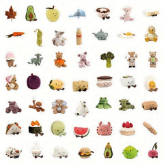 50pcs Plush Toy Stickers Cute Animal Waterproof Stickers for Water Bottle