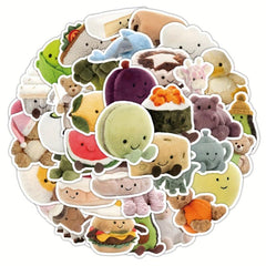 50pcs Plush Toy Stickers Cute Animal Waterproof Stickers for Water Bottle