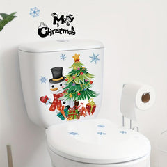 Christmas Tree Snowman Snowflake Wall Sticker Toilet Bathroom Decoration