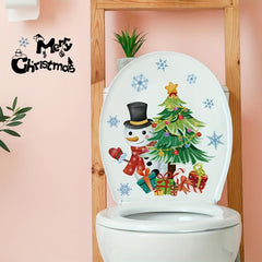 Christmas Tree Snowman Snowflake Wall Sticker Toilet Bathroom Decoration