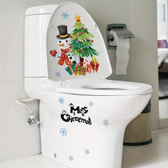 Christmas Tree Snowman Snowflake Wall Sticker Toilet Bathroom Decoration