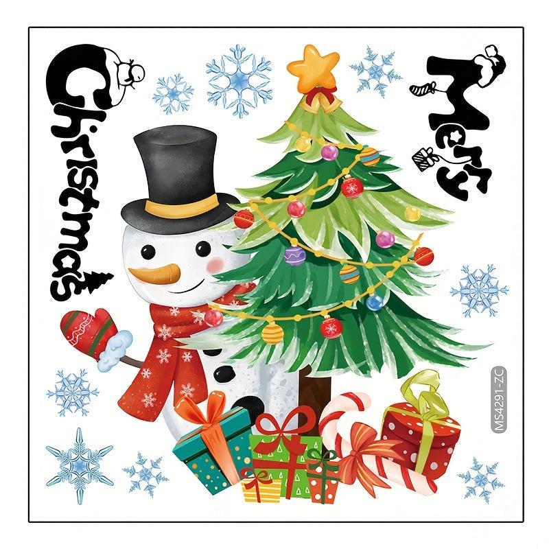 Christmas Tree Snowman Snowflake Wall Sticker Toilet Bathroom Decoration