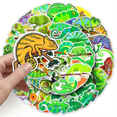 50pcs Cartoon Chameleon Animal Stickers for Decoration Stationery Books