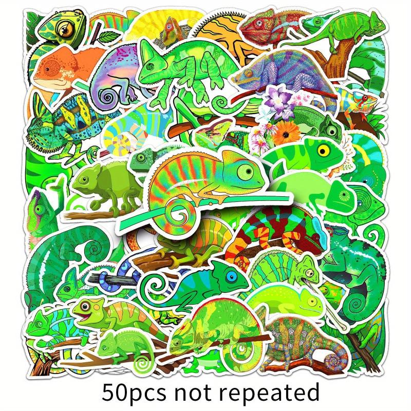 50pcs Cartoon Chameleon Animal Stickers for Decoration Stationery Books