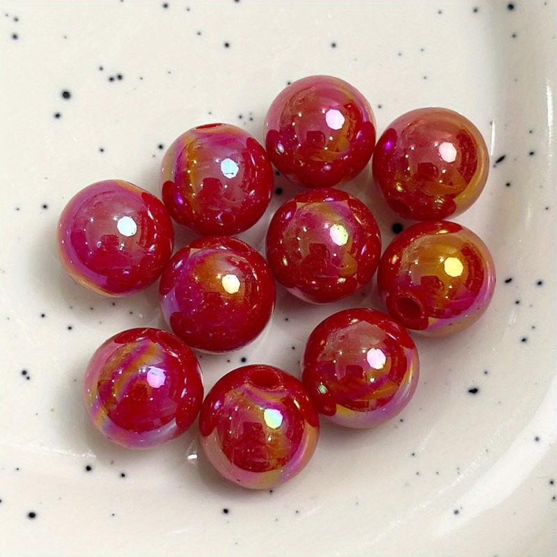 30pcs Acrylic AB Plating Round Beads DIY Mobile Phone Jewelry Accessories