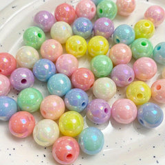 30pcs Acrylic AB Plating Round Beads DIY Mobile Phone Jewelry Accessories