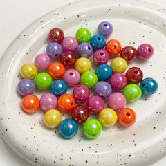 30pcs Acrylic AB Plating Round Beads DIY Mobile Phone Jewelry Accessories