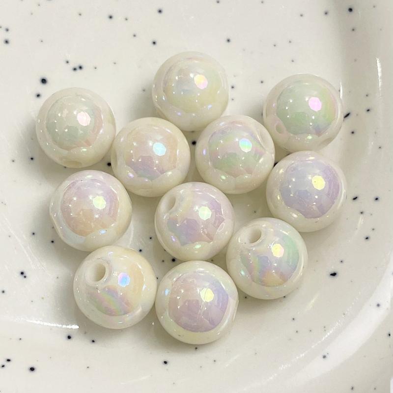 30pcs Acrylic AB Plating Round Beads DIY Mobile Phone Jewelry Accessories
