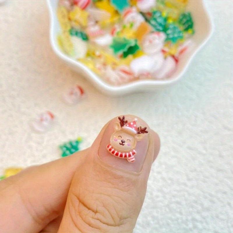 Resin Christmas Snowman Tree Old Man Flat Back Manicure Parts