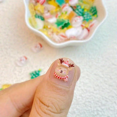 Resin Christmas Snowman Tree Old Man Flat Back Manicure Parts