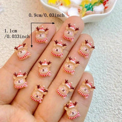 Resin Christmas Snowman Tree Old Man Flat Back Manicure Parts