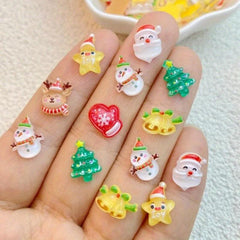 Resin Christmas Snowman Tree Old Man Flat Back Manicure Parts