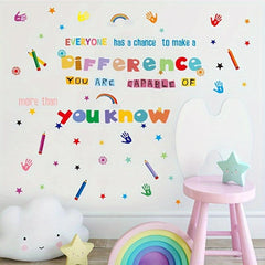 Encouraging Quotes Colorful Art Star Crayon Wall Sticker